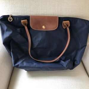 Longchamp Large Shoulder Tote Bag, navy